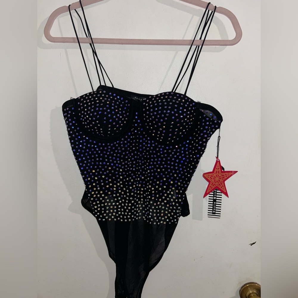 Sparkly mesh body suit